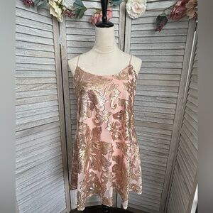 HONEY & ROSIE Women’s Cocktail/Party Dress SizeXL Blush Pink Gold Silver Sequins